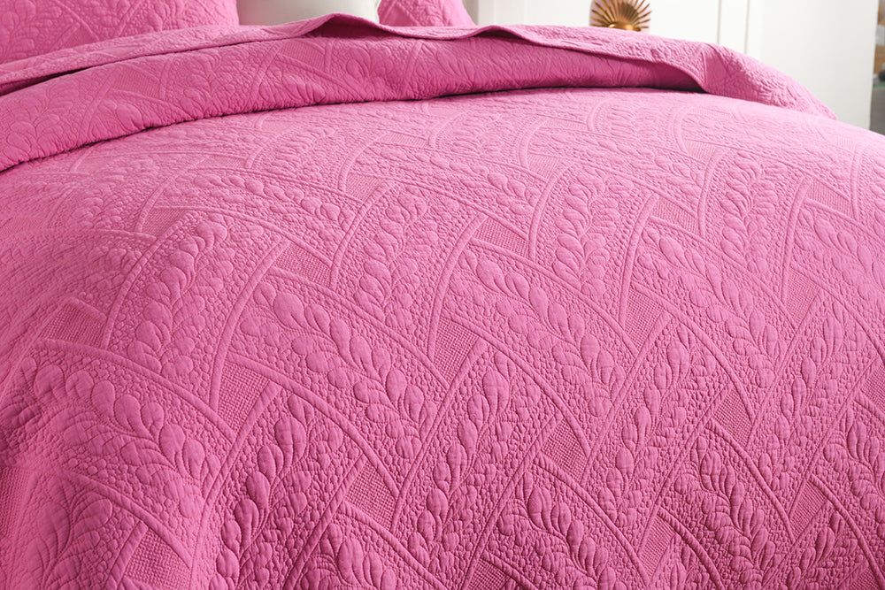 Pink Coverlet Sets 100% Cotton Patchwork Coverlet Set - Flora Hot Pink – coverlet heaven