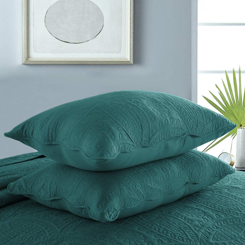 Solid Color Coverlets 100% Premium Microfibre Embossed Coverlet Set – Teal – coverlet heaven