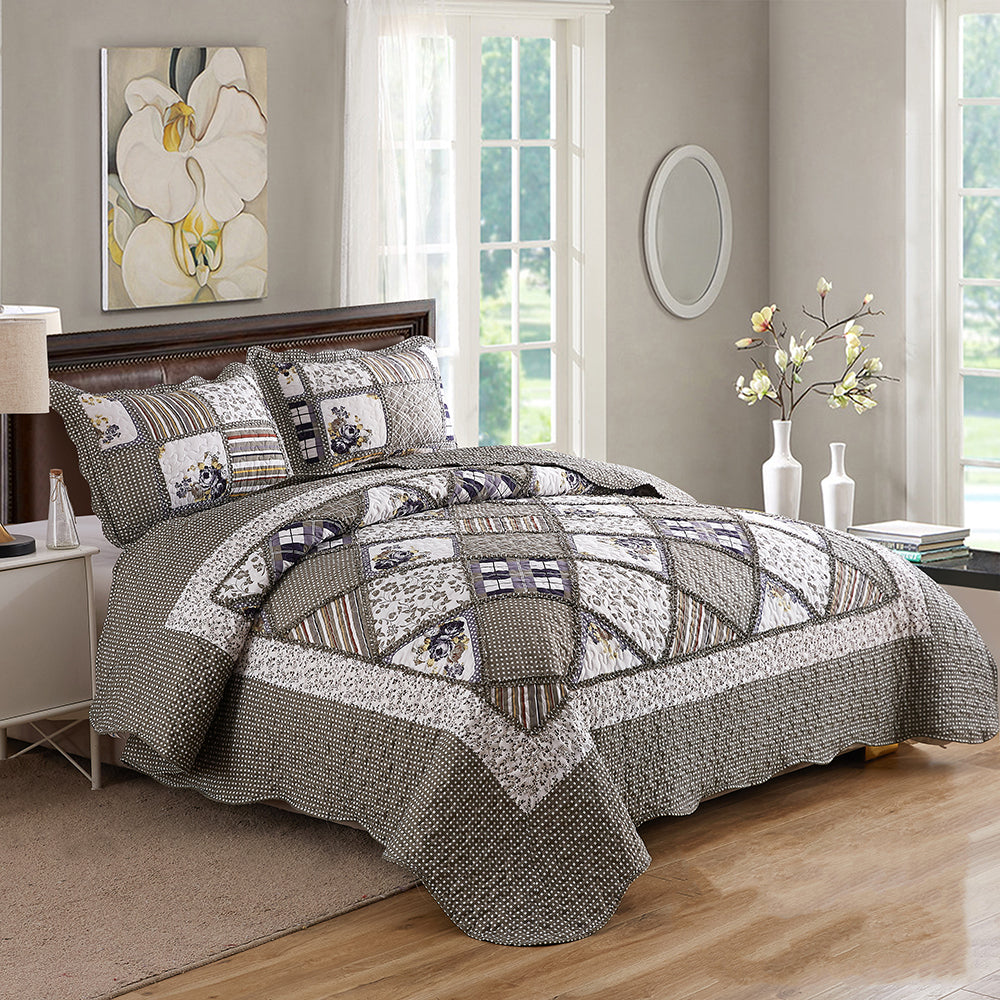 100% Premium Microfibre Patchwork Bedspread/Coverlet Set Y-34 ...