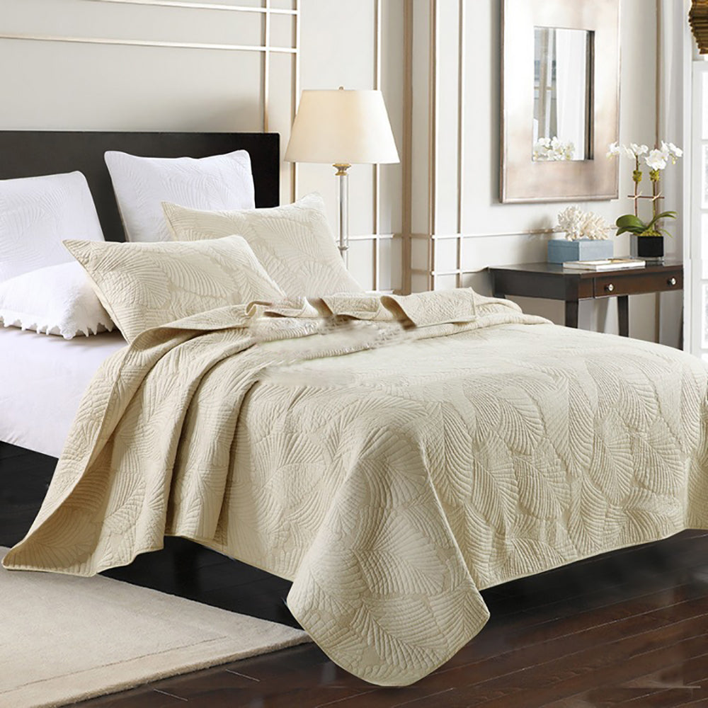100% Cotton Cream Patchwork Coverlet Bedspread with contemporary design