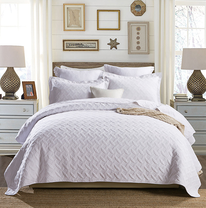 100% cotton white Patchwork Coverlet Bedspread with contemporary design